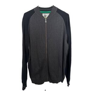 LinkSoul Golf Full Zip Sweater Mens L Dark Gray and Black Raglan Style Cotton
